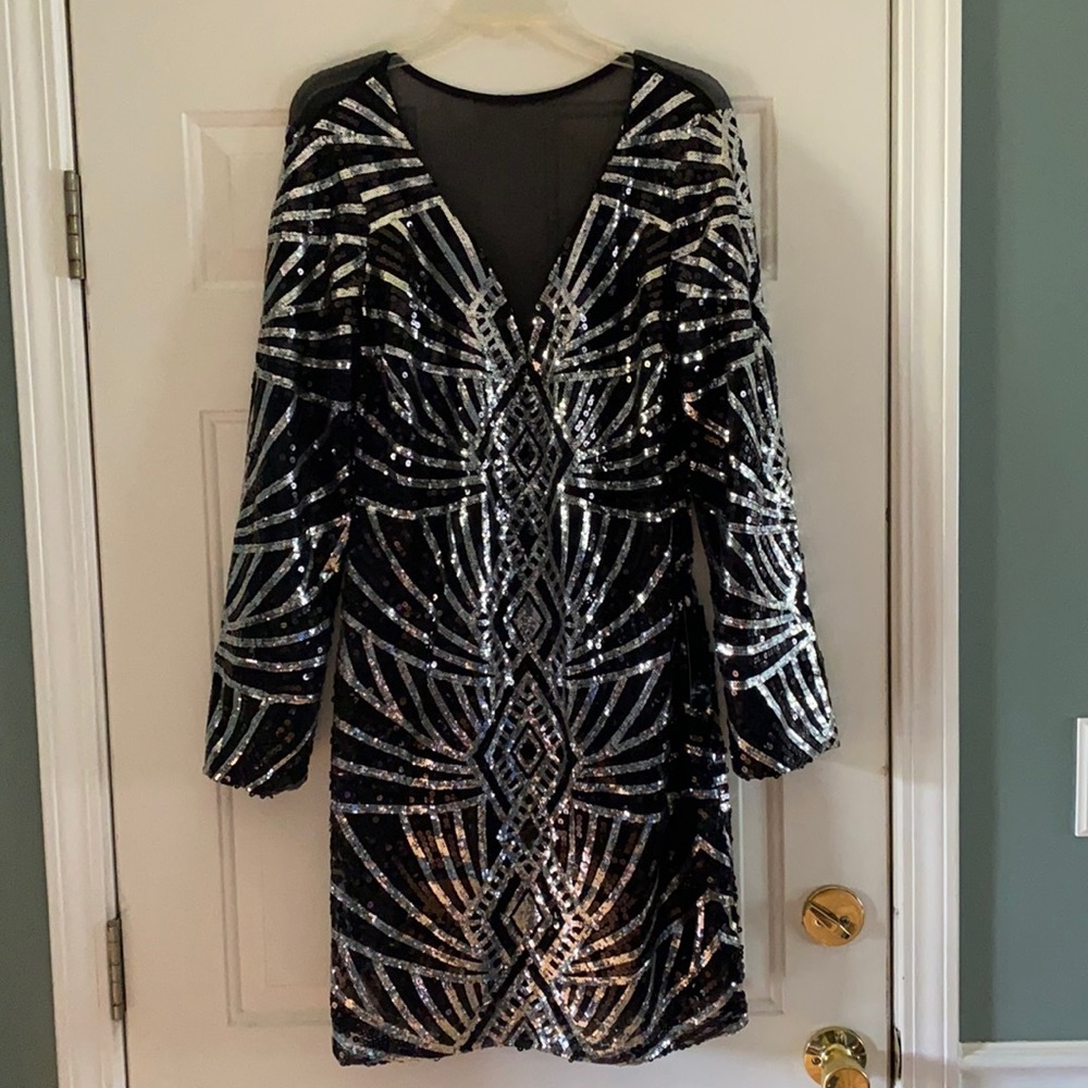 Mid length sequined cocktail dress